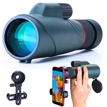 Imagem de Telescópio monocular de alta definição 10-20x50, com suporte para smartphone - 2021 Monocular à prova d'água mais recente -BAK4 Prisma para observação de pássaros, acampamento e viagem
