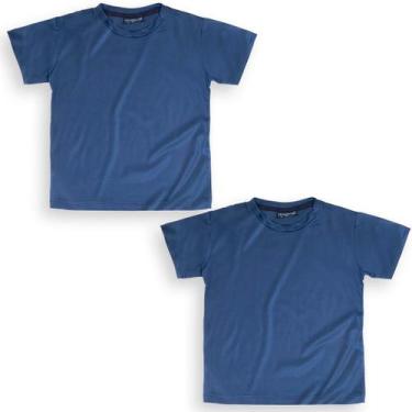 Imagem de Kit 2 Camiseta Dry Fit Infantil Esportes Proteção Uv Marinho - Vrasalo