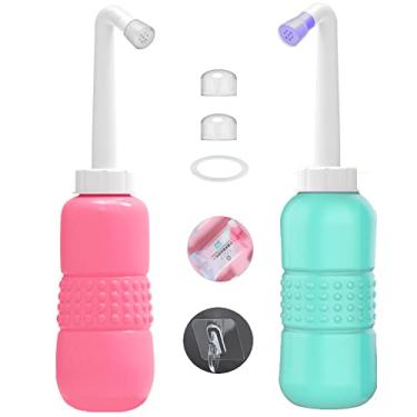 Imagem de Wolfbeam Portable Hand-held Vulva and Anus Cleaner and Personal Health Vaginal Washing Container, Travel Urinal Spray Scrubber for Personal Hygiene (Pink+Green 450ML)