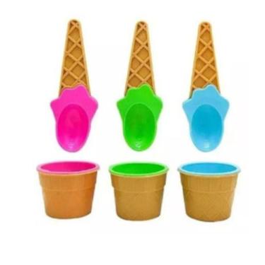 Imagem de Pote Sobremesa Casquinha Sorvete 200ml c/ Colher - Coisaria