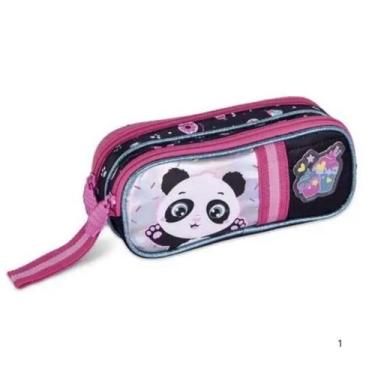 Imagem de Estojo Duplo Ziper Panda 21x9x6cm Cd24680f - Up Importacao