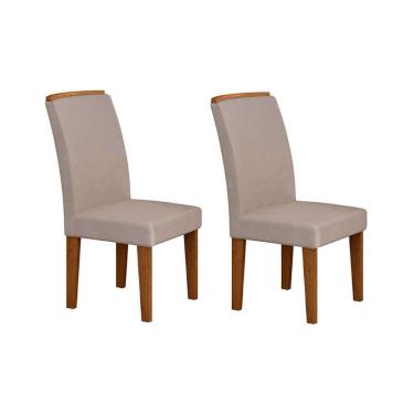Imagem de Kit 2 Cadeiras Sala Jantar Lunara 2 Un Madeira Capuccino-suede Creme - Rufato