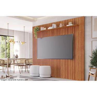 Imagem de Painel Home Para Tv Até 75 Pol Maragogi Ripado Com Prateleira 230x220cm Cinamomo - Permóbili