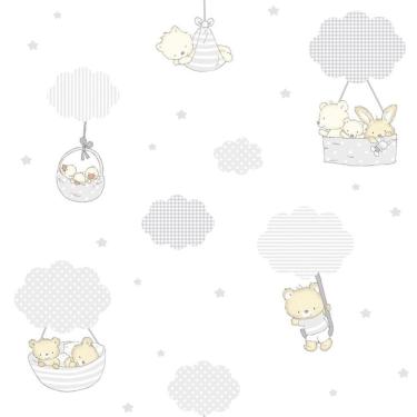 Imagem de Papel De Parede Treboli Balões Cinza 5803 - Rolo 10m X 0,53m