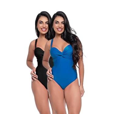 Imagem de Kit Maiô Feminino Bojo Fixo Transpassado Levanta Busto Praia - HYPE MO