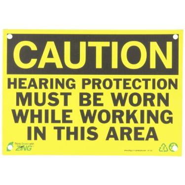 Imagem de Zing Green Products 1151 Placa de segurança de plástico reciclado "Caution Hearing Protection Must Be Worn This Area", 25,4 cm de comprimento, 17,8 cm de largura