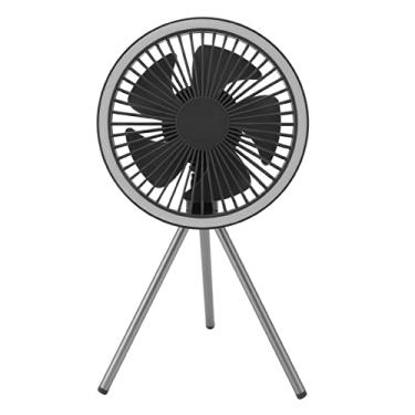 Imagem de ZJchao Ventilador de tripé Portátil 3 Em 1 Função Fan Candelier de Teto Com 3 Marchas Timing Ajustável Banco de Energia 10000mAh para Acampamento Ao Ar Livre (Cinza)