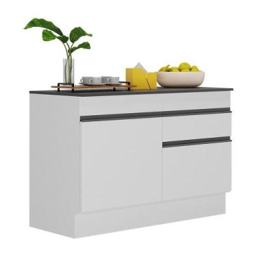 Imagem de Balcão Cozinha Gabinete Pia 120 Cm 2 Rtas Branco/preto - MULTIMOVEIS