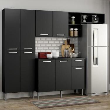 Imagem de Cozinha Compacta Pequim 9 Portas Mp2933 Multimóveis Preto - MULTIMOVEI
