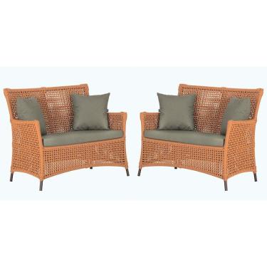 Imagem de 2 Sofás área Externa Igapó Alumínio Marrom Corda Náutica E8 Terra Cota