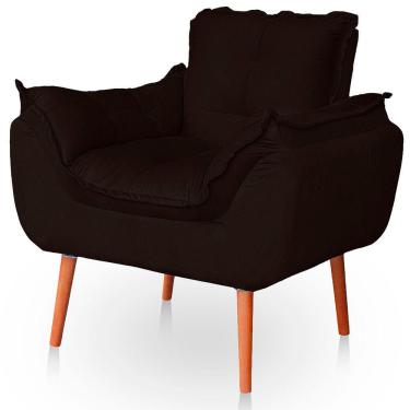 Imagem de Poltrona Opala Para Sala Confortável Resistente Veludo Cor Marrom