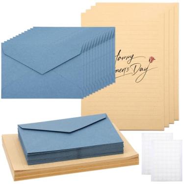 Imagem de Gueevin Pacote com 108 papéis de papelaria e envelopes com 120 adesivos (72 letras forradas + 36 envelopes) Artigos de papelaria de veludo para escritório, casamento, chá de bebê, convite para festa
