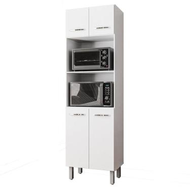 Imagem de Paneleiro Alto Com Nicho Micro-ondas 4 Portas Lara Branco