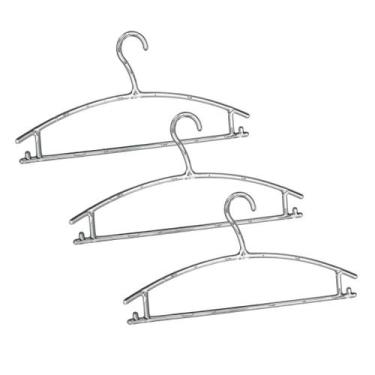 Imagem de Kit 3 Cabide Roupa Adulto Organizador Reforçado Transparente Reforçado