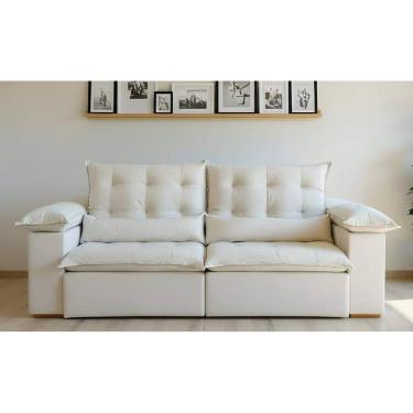 Imagem de Sofá Luxo Gold Retrátil e Reclinável Vários Tecidos Pillow 15cm Almofadas Decorativas 2,10M