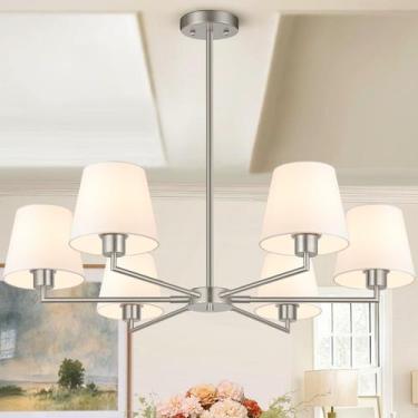 Imagem de Lustre para Sala de Jantar Lynnoland 36" 6 Lâmpadas Níquel Escovado