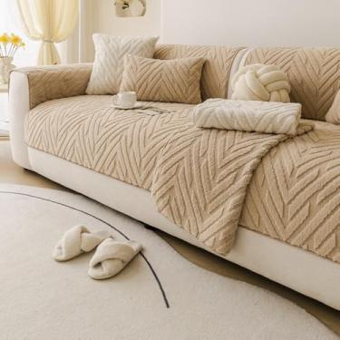 Imagem de Capas de sofá acolchoadas de algodão, capa de sofá, protetor de móveis, antiderrapante, lavável, ideal para quarto de família, decoração de casa - marrom | 120 x 180 cm