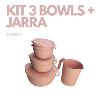 Imagem de Kit 3 Bowls + 1 Jarra de 1.8L Potes Hermeticos BPA Free Potes Grande P