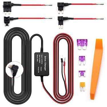 Imagem de Aienxn Kit de fio rígido para câmera de painel, kit de fiação micro USB de 3,6 m para Dashcam, carregador de carro 12V-24V para 5V cabo de alimentação do carregador da câmera, com 4 cabos de torneira de fusível e ferramenta de instalação Q-005