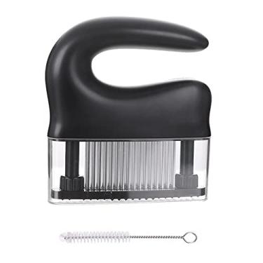 Imagem de FUYTERY Tenderizador de Carne 48 Ferramenta de Cozinha com Lâmina de Agulha de Aço Inoxidável com Escova de Limpeza (Preto)