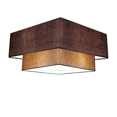 Imagem de Plafon Quadrado Cúpula Tecido Dupla 25/50x35 cm, Vivare Iluminação, Plafon3022 LCLP, Café/Palha, Médio