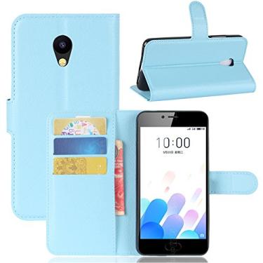 Imagem de Capa carteira MEIZU A5, capa carteira flip de couro PU premium com compartimento para cartão, suporte e fecho magnético [capa interior à prova de choque de TPU] Compatível com MEIZU A5