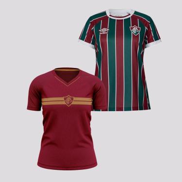 Imagem de Kit Camisa Umbro Fluminense I 2023 Feminina + Camisa Fluminense Prank Feminina Vinho-Feminino