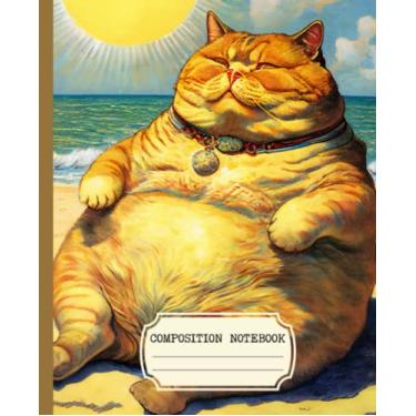 Imagem de Caderno de composição: design de capa de gato estética vintage para banhos de sol