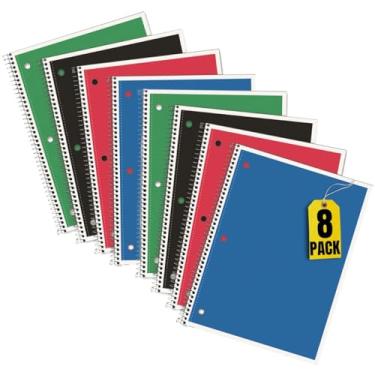 Imagem de Always23 Caderno espiral, espiral régua ampla, regra legal, 70 folhas, cadernos de papel reciclado de 27 x 20 cm para estudantes, escritório, cores de capa sortidas, pacote com 8