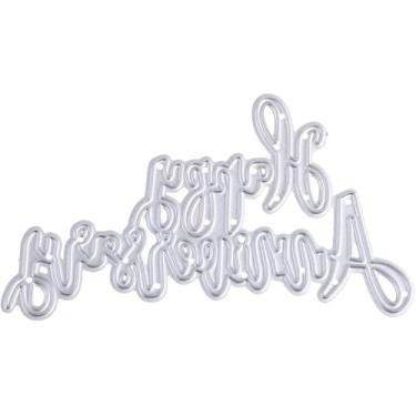 Imagem de Feliz aniversário cortado para fazer cartões, palavras de corte de metal, parabéns, cortes, modelo de estênceis de gravação de feliz aniversário para decoração de scrap-booking, cartão de bênção de