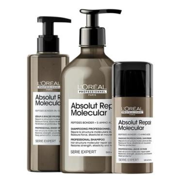 Imagem de Kit loreal absolut repair molecular sh 500ml+serum 250ml+leave-in 100m