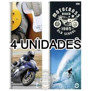 Imagem de Kit 4 Cadernos Espiral 160 Folhas Universitário Pepper 10M Capa Dura M