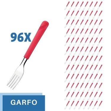 Imagem de Conjunto 96 Garfos Aço Inox Cabo Plástico Vermelho Luna - Taumer, Luna