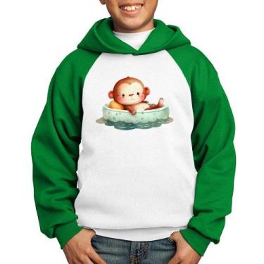 Imagem de Moletom Infantil Ursinho Bebê Na Piscina  - Foca na Moda, Branco, Verd