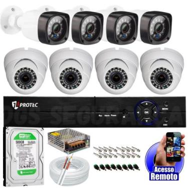 Imagem de Kit Cftv 8 Câmeras Segurança Full Hd 1080p Dvr C/ App Xmeye - Protec