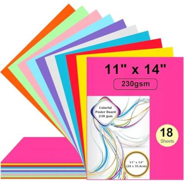 Imagem de Quadro de pôster colorido ROOKEA de 28 x 35 cm, 18 peças, quadro de pôster colorido, 230 g/m², quadro de pôster em branco inteligente para projetos de artes escolares, desenho, scrapbooking, gráfico