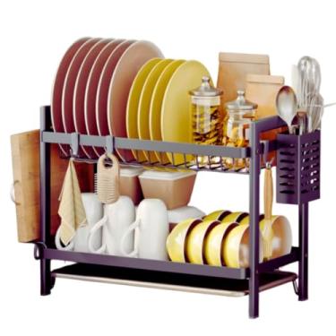 Imagem de Escorredor de Louça Prato Porta Talher Copo Duplo Preto Cozinha