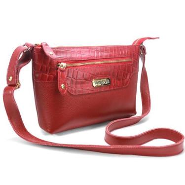 Imagem de Bolsa Feminina em Couro Legitimo Pequena Alça Transversal Metais Doura