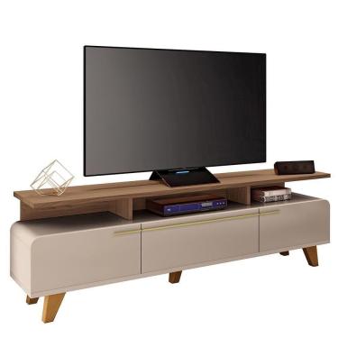 Imagem de Rack Bancada Essenza Off White-castanho Para Até 70? - Hb Móveis Off White-castanho