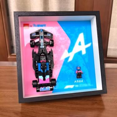 Imagem de JKZUZU Moldura de exibição para Lego Speed 77248 BWT Alpine F1 Team A524, painéis de parede decorativos para casa ou escritório, suporte de parede colecionáveis para adultos (não inclui carro)