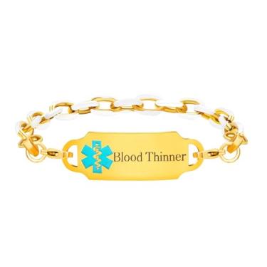 Imagem de Zircobic Joias médicas de aço titânio esmaltado – Pulseira de alerta de saúde de emergência, ID gravada a laser personalizada para esportes e fitness, YA5176, Adjustable, Aço inoxidável, Sem Pedra