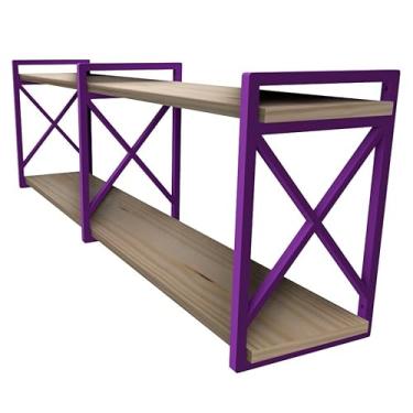 Imagem de Prateleira estilo industrial 20cm x 115cm - Kit Completo c/Madeiras - Suporte(LILAS)