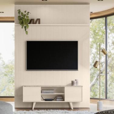 Imagem de Conjunto New Horizonte Painel Com Prateleira Aparador Rack Calacata/off-white