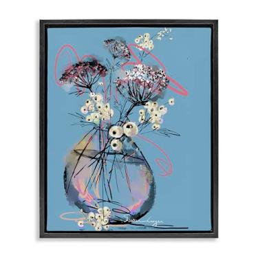 Imagem de Stupell Industries Vaso abstrato Snowberries preto emoldurado com tela flutuante design de arte de parede por Susan Lugar, 80 x 63 cm