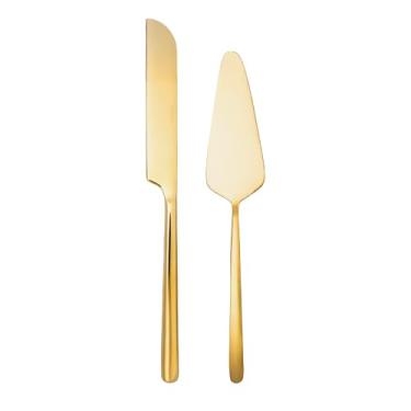 Imagem de WOLFF - Conjunto 2 Peças para Bolo Viena Dourado Aço Inox - 1 Espátula 1 Faca