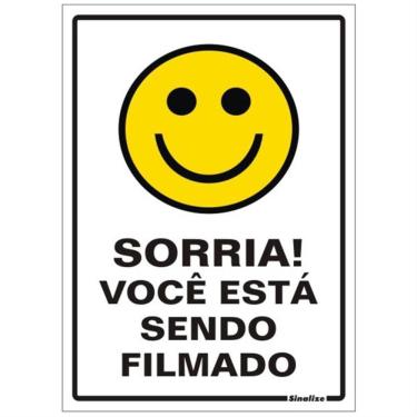 Imagem de Placa de Poliestireno Auto-Adesiva 20x30cm Sorria Você Esta Sendo Filmado - 250 AJ - SINALIZE