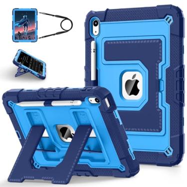 Imagem de WESOROL CASE Capa para iPad (A16) 2025 11ª/10ª geração 2022 adequada para crianças 10ª geração com alça de ombro, grau militar à prova de choque para capas de almofada de 11,0/10,9 polegadas, azul