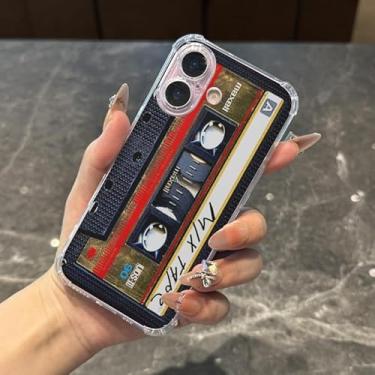 Imagem de MeieaS Compatível com Phone 17 Pro, capa de fita cassete de música, capa protetora fina de TPU transparente à prova de choque