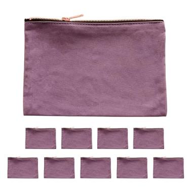 Imagem de ModParty Bolsas de cosméticos de lona – Conjunto de 10 – 21,6 cm x 15,2 cm Bolsas de maquiagem com zíper – Tela em branco para presente personalizado – Bolsas de Higiene Pessoal de Viagem por Atacado