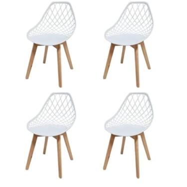 Imagem de Conjunto 4 Cadeiras de Jantar Wood em Polipropileno – Design Moderno para Sala de Jantar e Cozinha (Branco)